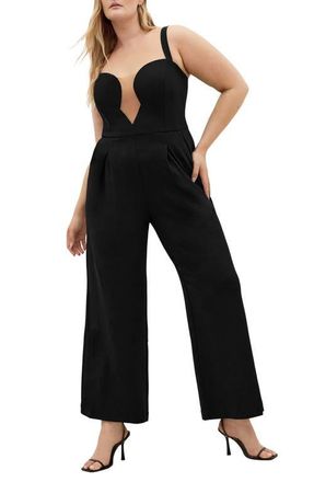 City Chic Flaunt It Wide Leg Jumpsuit in Black at Nordstrom, Size Xxxs