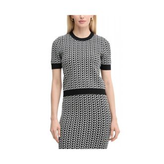 Michael Kors Truien & Vesten, Dames, Zwart, M, Polyester, Jacquard SS Crew Top