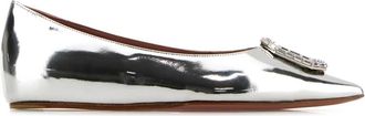 Amina Muaddi Womens Silver Leather Camelia Ballerinas - Size EU 39