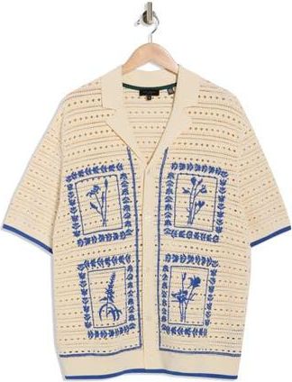 Ted Baker Barri Embroidered Camp Shirt in White/Pastel at Nordstrom Rack, Size 5(Xl)