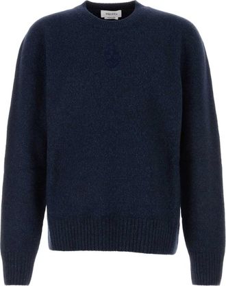 Alexander McQueen Wolmix Melange Sweater - Heren - Ronde hals truien - Blauw - S - Wol - Truien & Vesten
