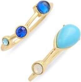 Covet 2-Piece Stackable Ring Set in Blue Multi /Gold at Nordstrom Rack, Size 7