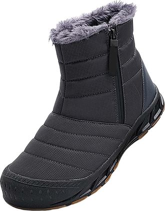 Generic Winter Shoes Mens Winter Boots Lined Slip-On Boots Snow Boots Mens Non-Slip Ankle Boots for Outdoor Men Winter Boots Lace-Up Ankle Boots Hiking Shoes,