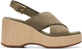 Clarks Manon Wish Nubuck Sandals In Olive Size 6.5