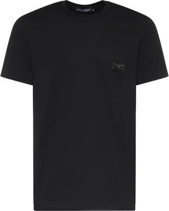 Dolce & Gabbana T-Shirt M/Corta Giro - Heren - T-shirts - Zwart - L - Katoen - Tops