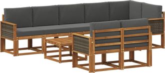 vidaXL Conjunto De Sof&aacute;s De Exterior 9 Uds. Natural Y Antracita Vidaxl