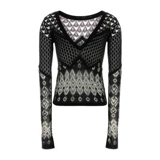 Blumarine V-neck Knitwear, female, Black, Size: M 2M683A Knit