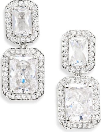 Nadri Modern Love Pav&eacute; Halo Drop Earrings in Rhodium at Nordstrom Rack