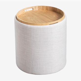 Sklum Sklum - Mesa Auxiliar Redonda &Oslash;40 Cm Con Bandeja Y Almacenaje Tapizada Berkeleni