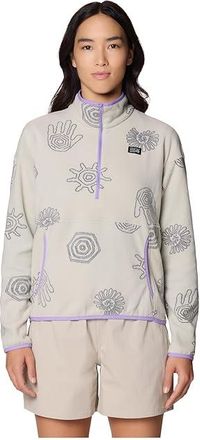 Mountain Hardwear Microchilltm Half Zip Womens Clothing Oyster Shell Screens Print : MD, Polyester