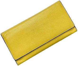 Valextra Yellow Leather Long Wallet (Bi-Fold) (Pre-Owned)