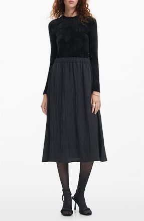 Desigual Chicago Long Sleeve Mixed Media Dress in Black at Nordstrom, Size X-Small