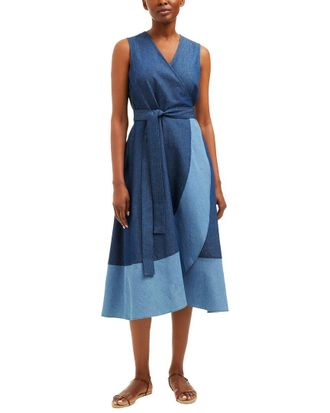 Draper James Lorelai Two Tone Sleeveless Wrap Dress