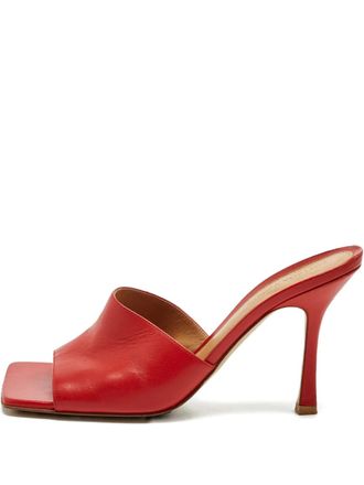 Bottega Veneta square-toe leather sandals - Red
