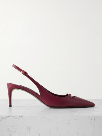  Dolce & Gabbana Dolce & Gabbana Leather Decolletè Slingback avec logo ...