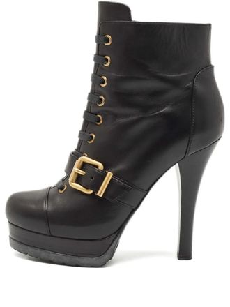 Fendi 125mm lace-up buckle-detail boots - Black