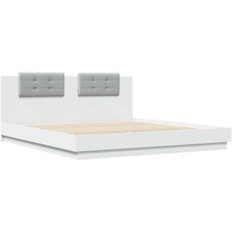 vidaXL Estructura Cama Con Cabecero Madera Ingenier&iacute;a Blanco 160x200cm Vidaxl