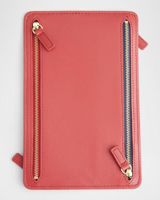 Royce Leather Monogrammed Leather RFID Blocking Foup Zip Travel Organizer