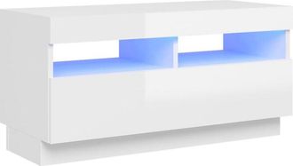 vidaXL Vidaxl - tv Cabinet with led Lights High Gloss White 80x35x40 cm
