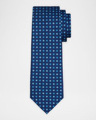 Kiton Men & apos;s Silk Micro-Geometric 7-Fold Tie