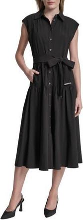 DKNY Drop Waist Shirtdress in Black at Nordstrom Rack, Size 14