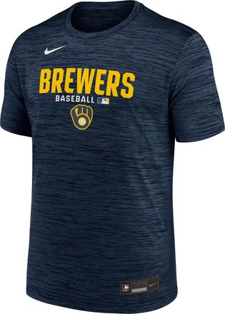 Nike Milwaukee Brewers Authentic Collection Nike Mens Dri-FIT MLB T-Shirt in Blue | 02ER44BMZB-RMG