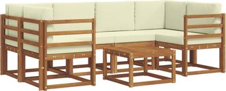 vidaXL Conjunto De Sof&aacute;s De Exterior 7 Uds. Natural Y Crema Vidaxl