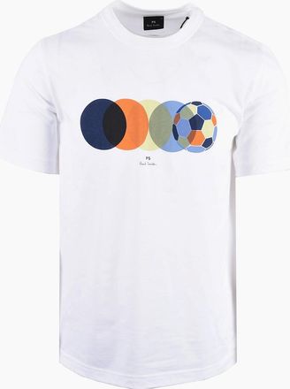 Paul Smith Mens PAUL SMITH REG FIT FOOTBALL T-SHIRT WHITE - Size: 38