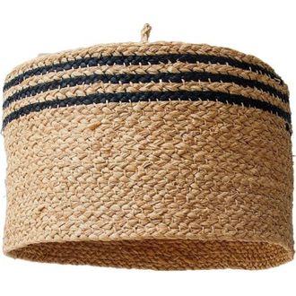 Indego Africa Striped Braided Raffia Lamp Shade in Black at Nordstrom