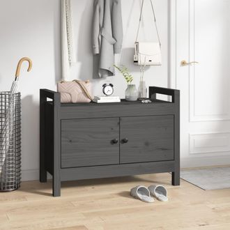 vidaXL Banco De Recibidor Madera Maciza De Pino Gris 80x40x60 Cm Vidaxl