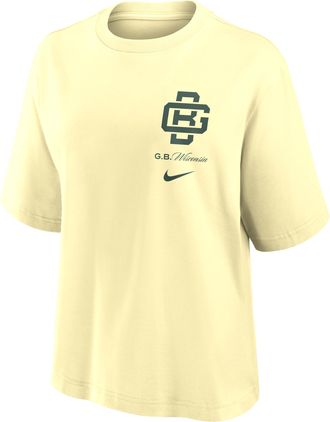 Nike Green Bay Packers Rivalries Collection Boxy Nike Womens NFL T-Shirt in Brown | 01CM70Q7T-MCF