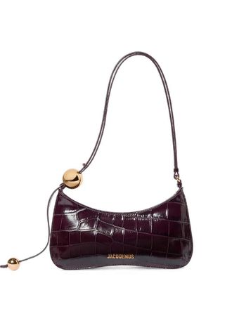 Jacquemus Le Bisou Perle lederen schoudertas met krokodileffect