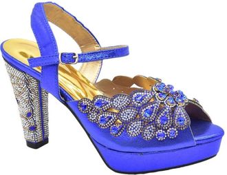 Generic Womens Peep Toe Thin Heels Shoes Matching Flower Evening Handbag Set Sparkly Rhinestone Big Crystal Decoration