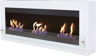 Purline Purline - Chimenea De Etanol Mural Extra Grande En Acero Y Cristal Templado Blanco
