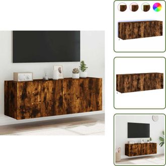 vidaXL The Living Store Mobili TV a Parete con Luci LED 2pz Rovere Fumo 60x35x41 cm - Mobili TV a parete