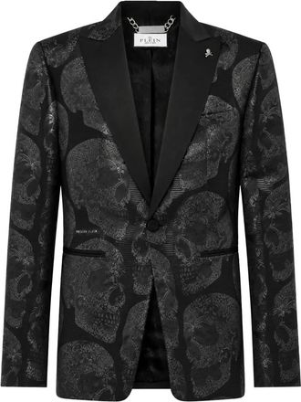 Philipp Plein Blazer Skull - Heren - Blazers - Zwart - 2XL - Leer - Jassen