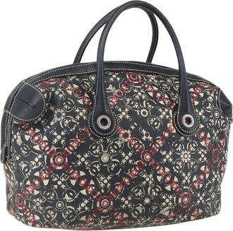 Chanel Optic Coco Bowler Printed Coated Canvas With Caviar Black Pvc Handbag (Pre-Owned)