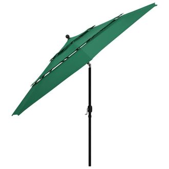 Berkfield Home Harmful 3-Tier Parasol with Aluminium Pole Green 3.5 m