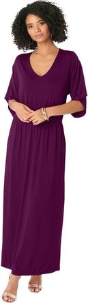 Roaman's Plus Size Stretch Knit Dolman Sleeve Maxi Dress in Dark Berry at Nordstrom, Size 44