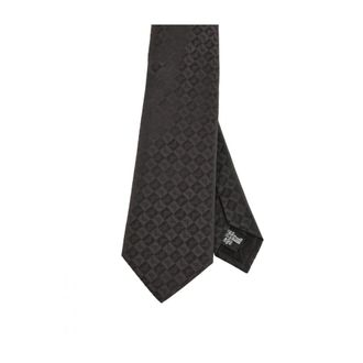 Emporio Armani Silk Tie with Eagle Monogram Detail - male - Emporio Armani - Ties - Black - ONE SIZE - Accessories