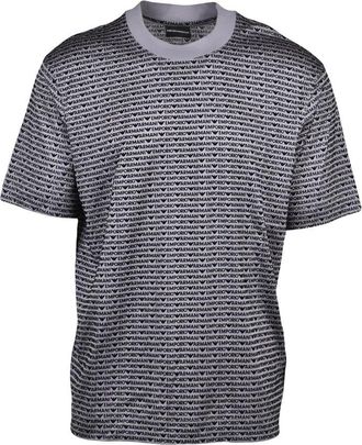 Emporio Armani Grey Textured Lyocell-Blend T-Shirt