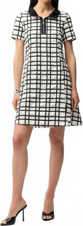Joseph Ribkoff Plaid Mini A-Line Dress In Off-White/black