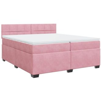vidaXL Cama Box Spring Con Colch&oacute;n Terciopelo Rosa 200x200 Cm Vidaxl