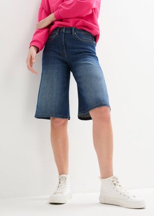 Bonprix Bermudas BONPRIX, Damen, Gr. 38, N-Gr, blau (nachtblau denim), Obermaterial: 82% Baumwolle, 17% Polyester, 1% Elasthan, loose fit, Hosen Bermudas, aus