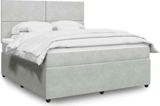 vidaXL Vidaxl - Cama Box Spring Con Colch&oacute;n Terciopelo Gris Claro 180x200 Cm