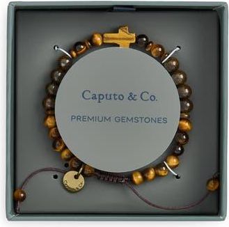 Caputo & Co. Cross Beaded Bracelet in Yellow Tiger Eye at Nordstrom Rack