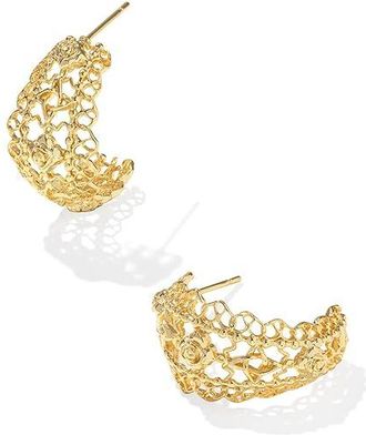 Kendra Scott Krista Lace Huggie Womens Earrings Earring Gold, Brass/Gold-Plated