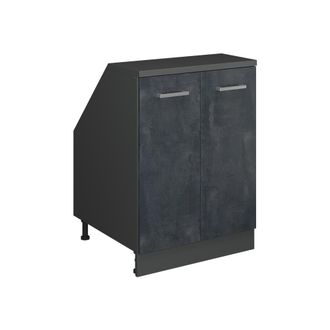 Vicco Armario De Cocina Para Techo Inclinado R-line, Hormig&oacute;n Negro, 60 Cm Con 2 Puertas, 60 Cm De Profundidad, Vicco