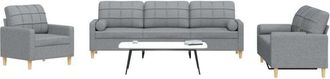 vidaXL Vidaxl - Juego De Sof&aacute;s Con Cojines 3 Piezas Tela Gris Claro