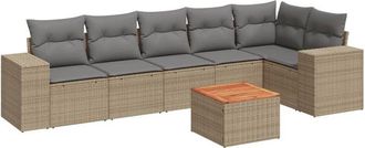 vidaXL Vidaxl - Set Sof&aacute;s De Jard&iacute;n 7 Piezas Y Cojines Rat&aacute;n Sint&eacute;tico Beige